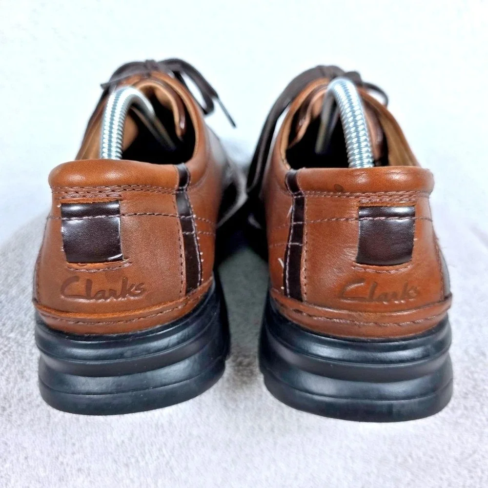 Clarks Men's Brown Leather Lace Up Oxford Bicycle Toe Dress Shoes 78866 Size 10M